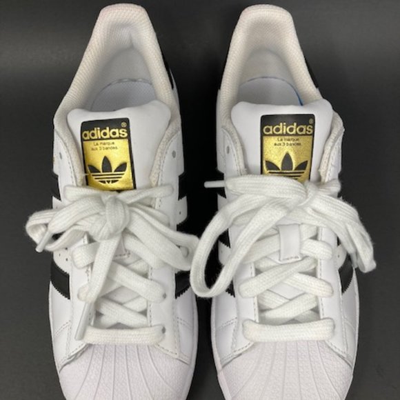 ADIDAS - Superstar La Marque Aux 3 Bandes Leather Shoe Sz 4 - Picture 3 of 7